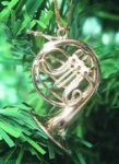 Ornament French Horn Gold 2"